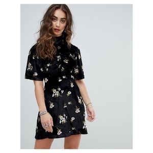 Free People Be My Baby Velvet Skater Mini Dress